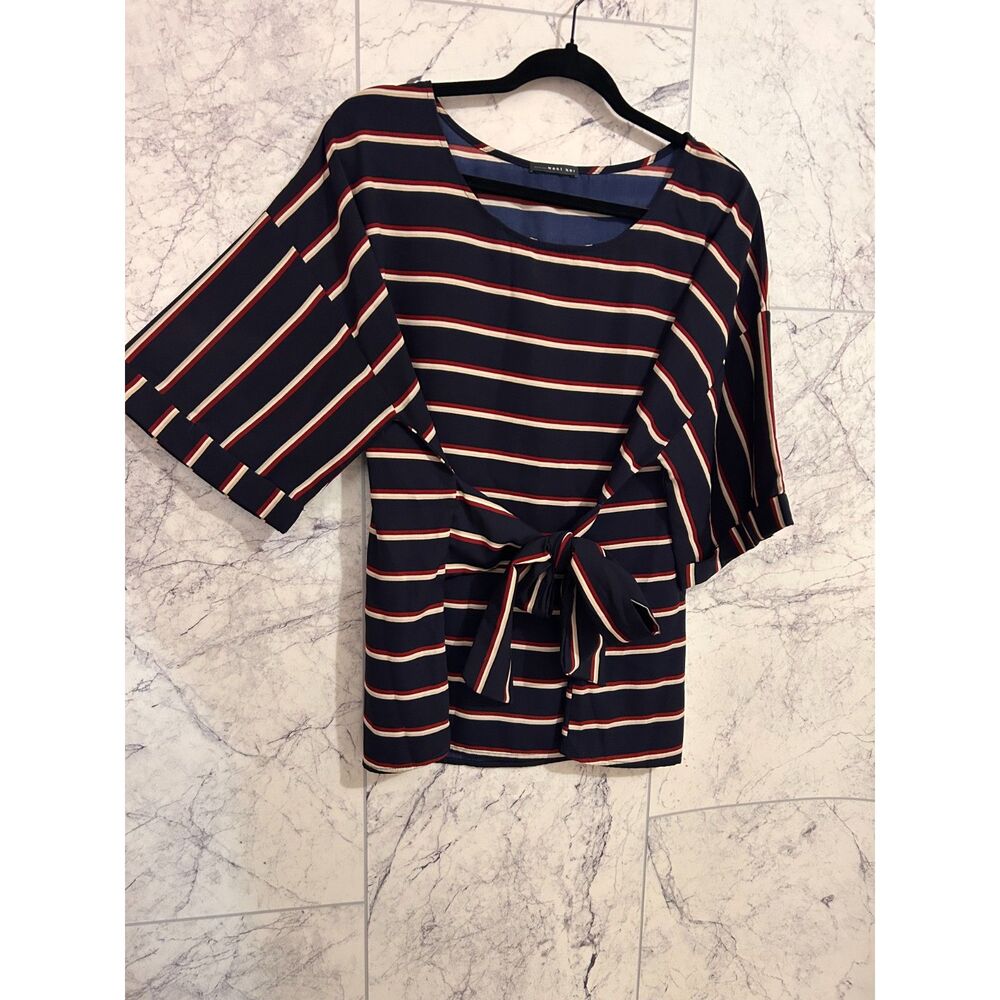 West Kei Short Sleeve Striped Tunic with Bow